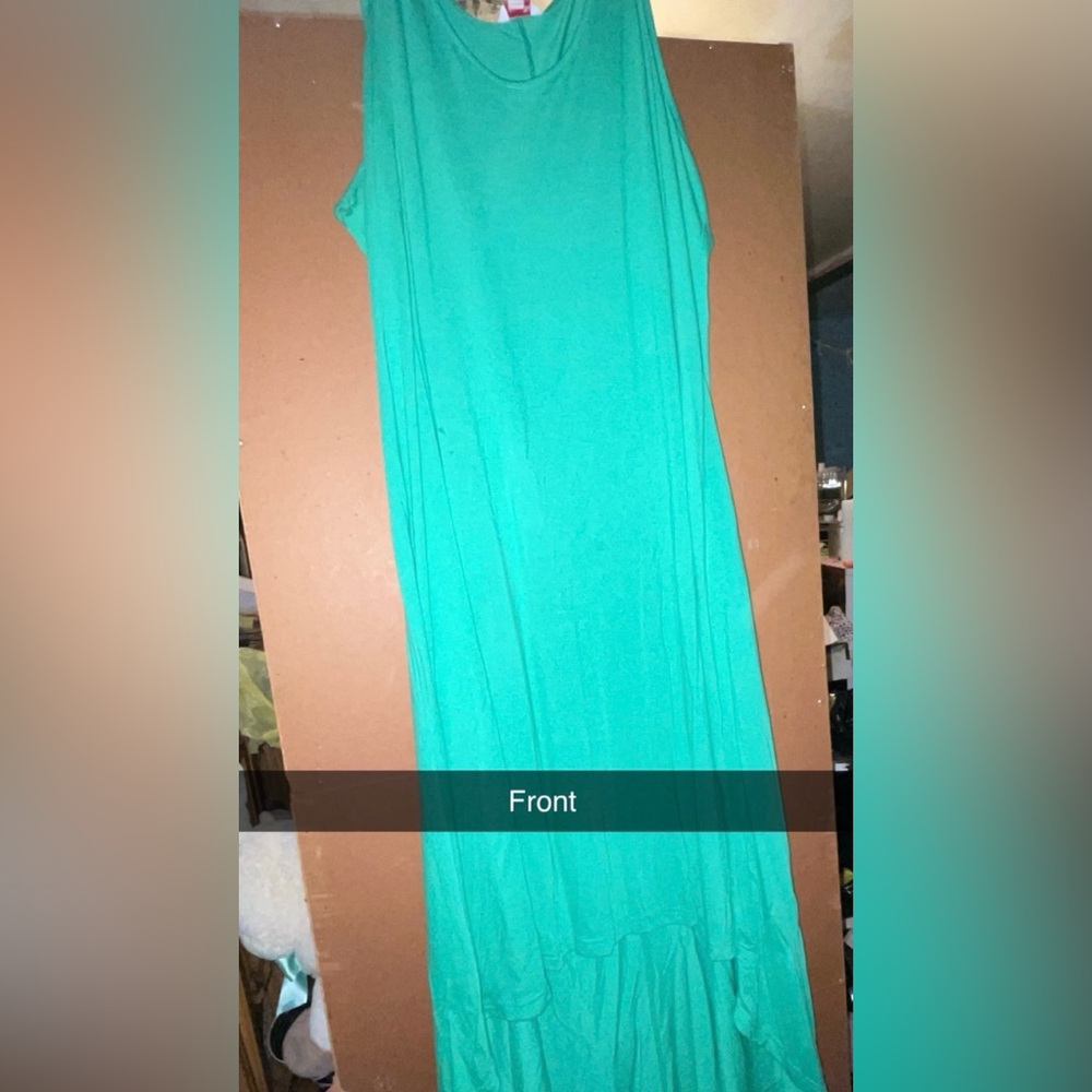 Simply Be Green Pleated Maxi Dress Sleeveless Crew Neck